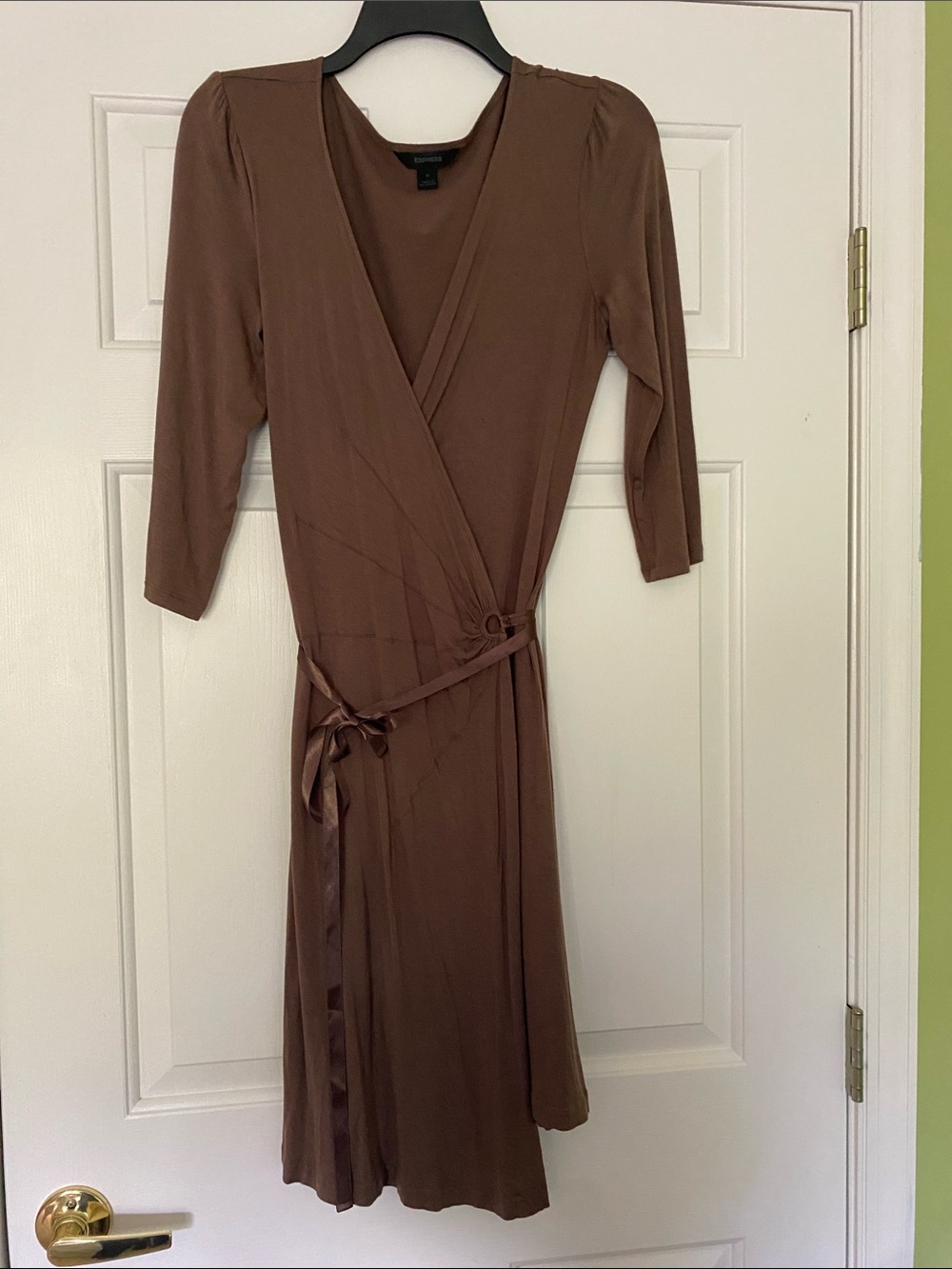 Express Taupe Wrap Midi Dress - Size Medium